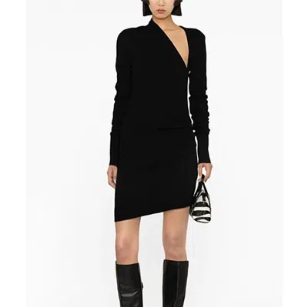 New Gauge 81 Womens Black Cashmere Goth Opium Cut Out Mini Sweater Dress XL NWT